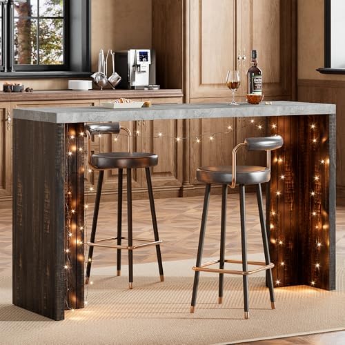 Bar Table for 4-6 People - 55” Long Counter Height Pub with Extra Thickened T...