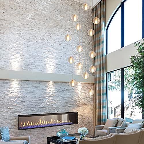 14 Lights Staircase Chandelier for High Ceiling, Dimmable Modern Crystal Rain...