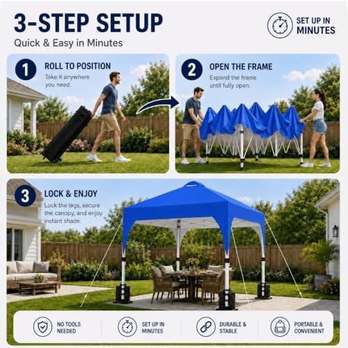 Yaheetech 10x10 Pop Up Canopy Tent for Outdoor Events, Blue