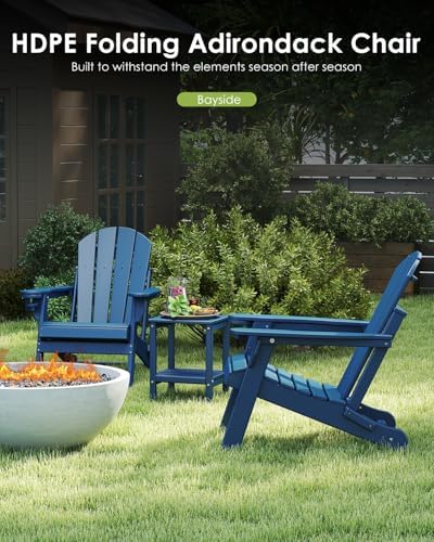 GREENVINES Folding-Adirondack-Chairs Set of 2, HDPE All Weather, Blue