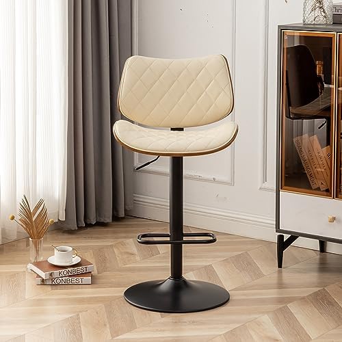 LUNLING Bar Stools Set of 2 Mid Century Modern Adjustable Counter Height Blac...