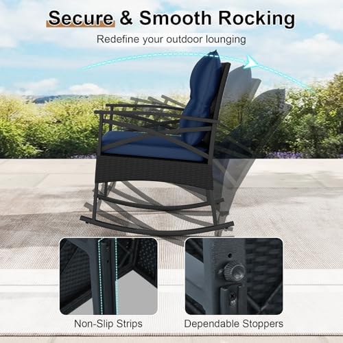 Tangkula 3 Pieces Wicker Outdoor Rocking Chairs Set