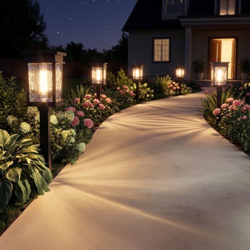 XMCOSY+ Solar Pathway Lights, 4 Pack 2-in-1 Landscape Lighting for Garden