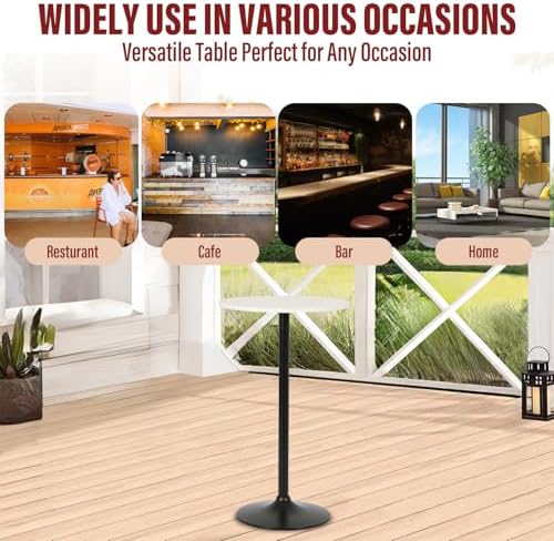 Round Bar Table 40" Height Modern Pub Table with Solid Top and Sturdy Me...