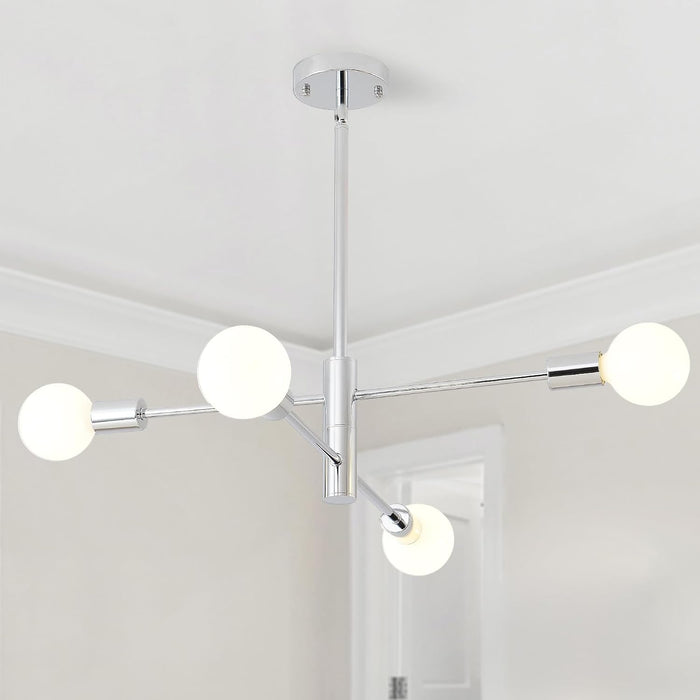 HHR Modern Sputnik Lighting Fixture 4 Bulbs Chrome Ceiling Light Fixture