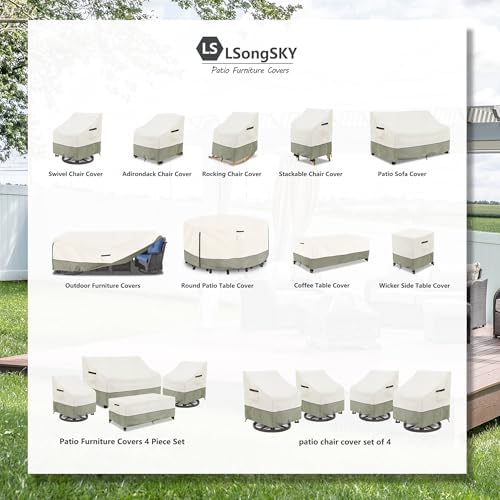 Outdoor Swivel Chair Covers 2 Pack,100% Waterproof Heavy Duty Outdoor Chair C...