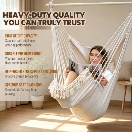 Chihee Hammock Chair Foot Rest 2 Cushions Max 500 lb Metal Spreader Bar