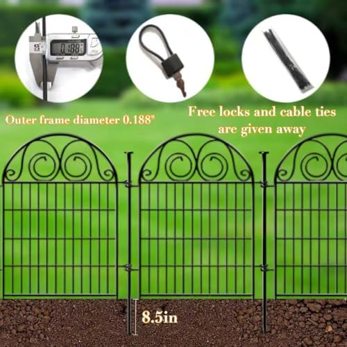 Getlay Tall Garden Fence Animal Barrier with Gate, 32 in(H) 8 Panels Garden F...