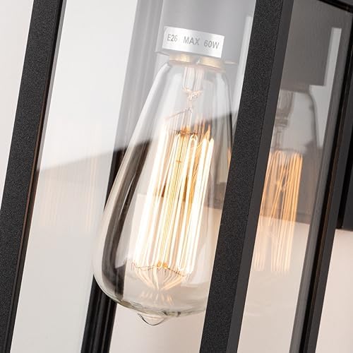 mirrea 11" Classic Outdoor Wall Sconce 1 Light in Matte Black Rectangula...