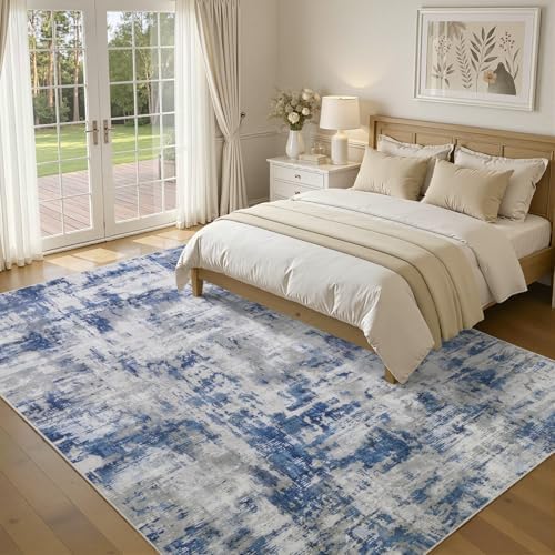 8x10 Area Rug for Living Room, Washable Modern Abstract Large Rug, Soft Low P...