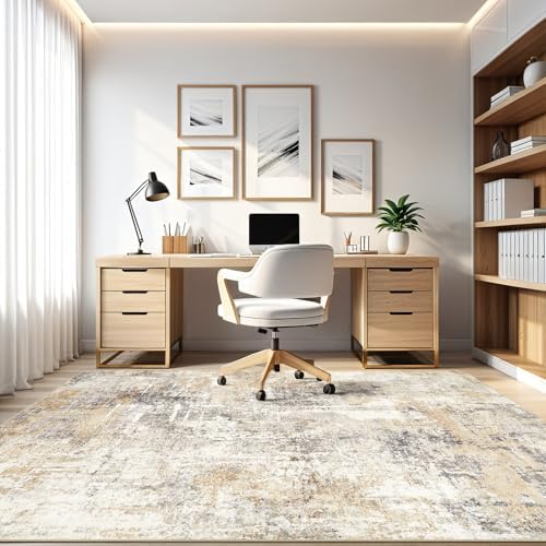LOONGRUG 12x15 Area Rug Washable Large Neutral Modern Living Room Rugs