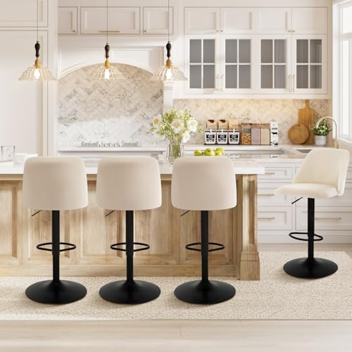 COLAMY Bar Stools Set of 3, Modern Swivel Bar Chairs, Adjustable Upholstered ...