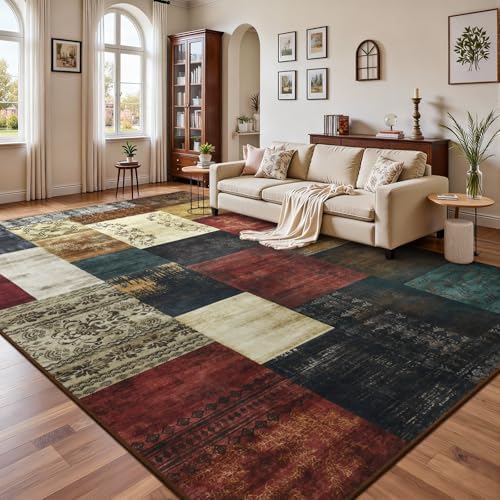 DweIke Washable Area Rugs 5x7 for Living Room, Modern Geometric Colorful Soft...