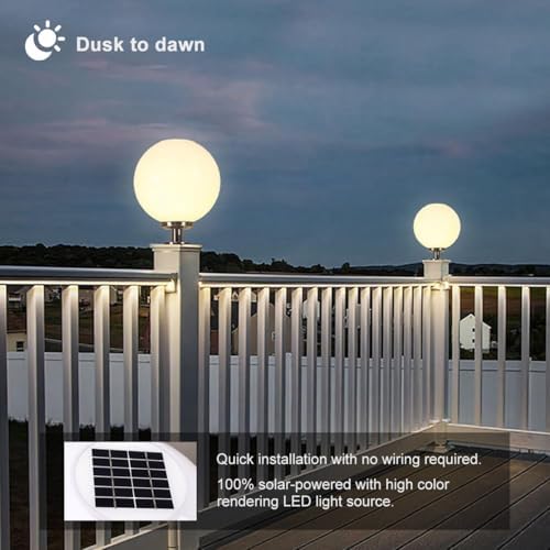 Globe Solar Post Lights Outdoor, 11.8" Waterproof Pillar Light, Column Lamp