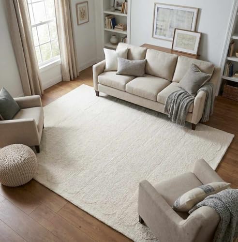 Hauteloom Kazuto Wool Living Room, Bedroom Area Rug - Border Textured - Conte...