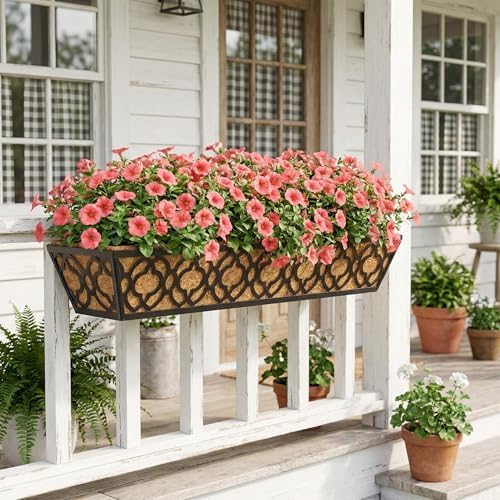Y&M 4-Pack 30 Inch Railing Planter Boxes 24 Inch 2 Pack, Hanging Balcony ...