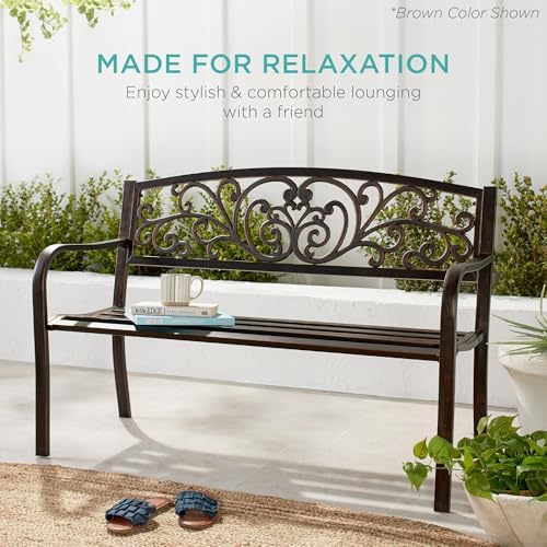 Best Choice Products Outdoor Bench Steel Garden Patio Porch Furniture for Law...