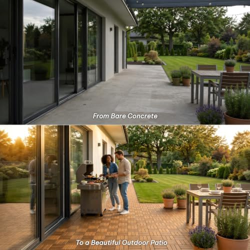 VICTORY RELAX Natural Acacia 12x12 Interlocking Wood Deck Tiles for Balcony, ...