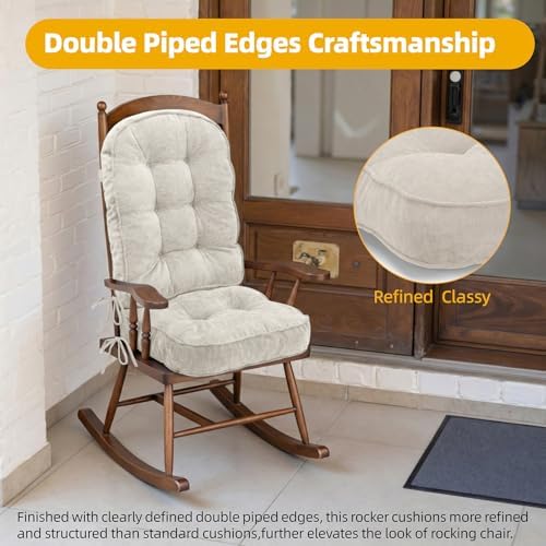 Detiblue Rocking Chair Cushion Set, Separate Seat & Back(38x17,White)