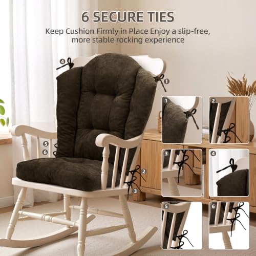 Detiblue Wingback Rocking Chair Cushion Set