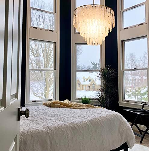 TOCHIC Capiz Shell Chandelier, Gold Coastal Chandelier with Natural Shells