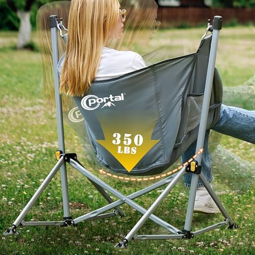 Portal Hammock Camping Chair,350 lbs Folding Rocking Chair for Adults, Grey