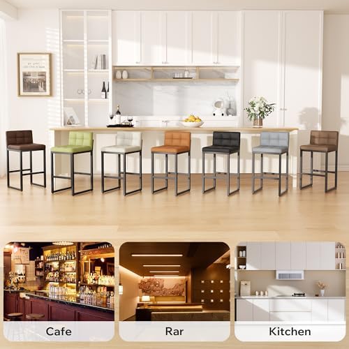 Bar Stools Set of 3, Modern Counter Height Bar Stools, Brown