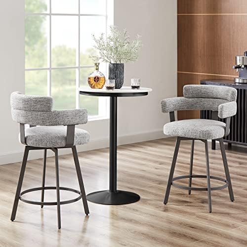 Counter Height Bar Stools with Full Back – Swivel Counter Stools Set of 2 wit...