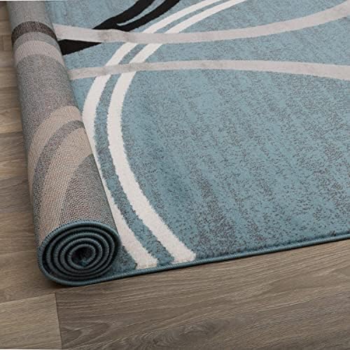 Rugshop Wavy Circles Modern Fade-Resistant Area Rug Blue 8'8" x 12'