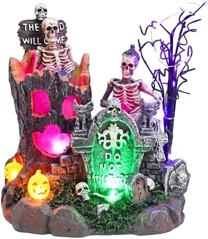 Valery Madelyn Halloween Decorations, Lighted Halloween Village with Music an...