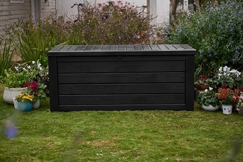 Keter Westwood Outdoor Storage Deck Box, 150 Gallon, Dark Grey