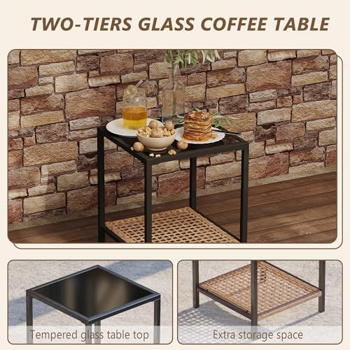 3 Piece Patio Rocking Chairs Set of 2, Outdoor Rocking Chair Bistro Set with ...