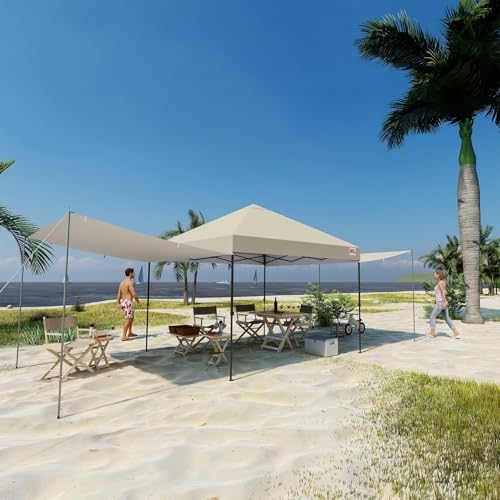 MASTERCANOPY 10x10 Pop Up Canopy Tent with 2 Shelters,230 Sq ft Beige