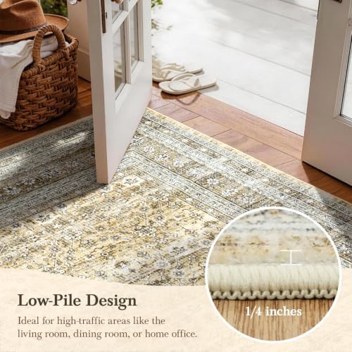 Lessymo 8x10 Washable Area Rugs for Living Room Bedroom,Beige Soft Non-Slip