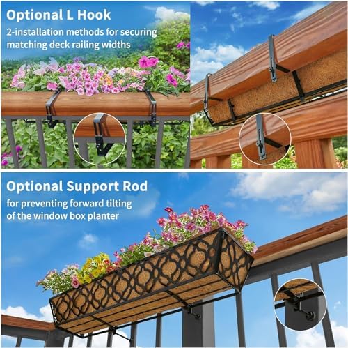 Y&M 4-Pack 30 Inch Railing Planter Boxes 24 Inch 2 Pack, Hanging Balcony ...