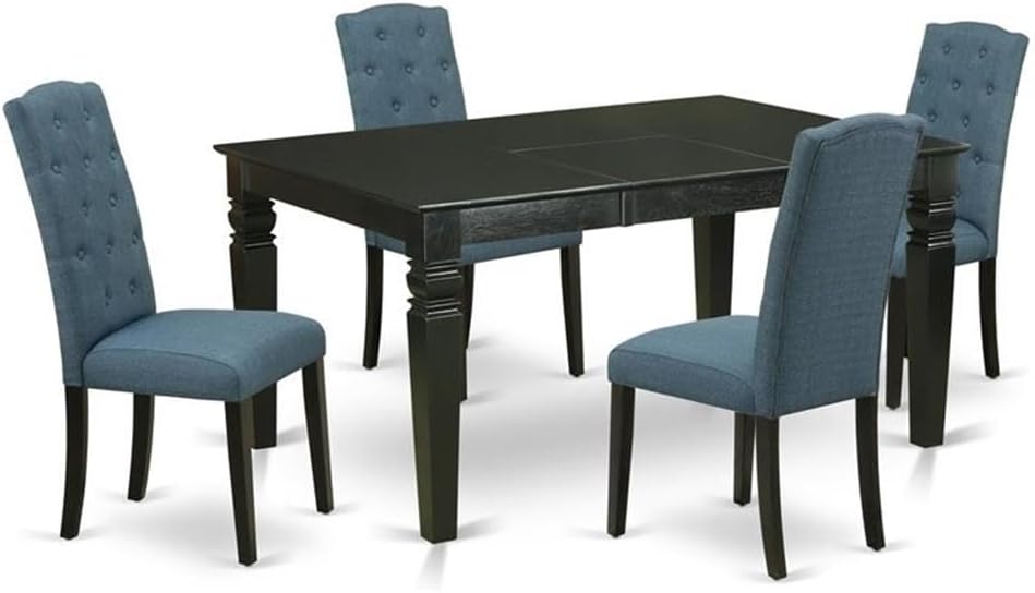 East West Furniture WECE5-BLK-21 5 Piece Dining Room Set Includes a Rectangle...
