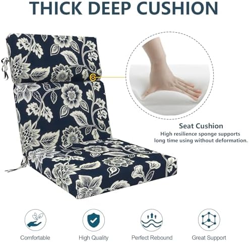 DYTXIII Outdoor High Back Chair Cushions Set of 2, 44"x22" Water Re...