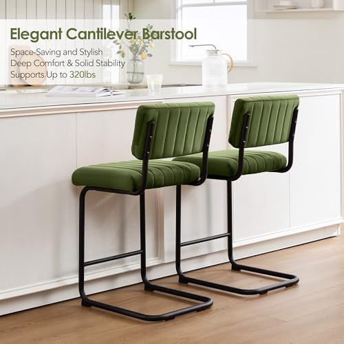 ONEVOG 24.6'' Counter Height Bar Stools Set of 2, Mid-Century Modern ...