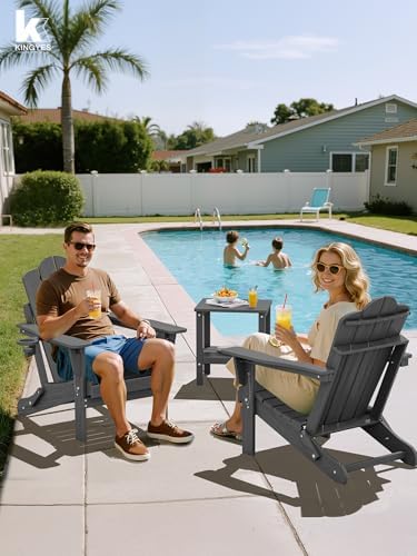 KINGYES Adjustable Adirondack Chairs Set of 2, Folding Outdoor Chair, Gray