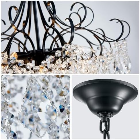 WUZUPS Crystal Chandelier 10-Light Pendant Ceiling Light Modern Lighting Fixt...