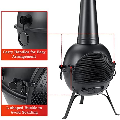 SINGLYFIRE Prairie Fire Outdoor Chiminea Fireplace Deck or Patio Backyard Woo...