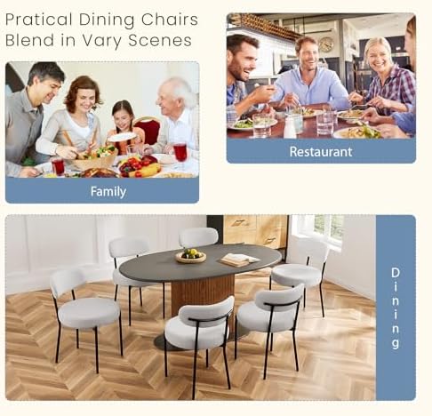 DUMOS Dining Chairs Set of 2, Mid Century Modern Chair Round Upholstered Curv...