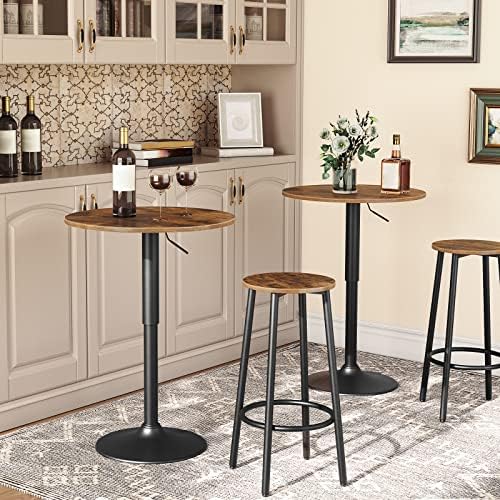 HOOBRO Bar Stools, Set of 2 Bar Chairs, Kitchen Round Height Stools with Foot...