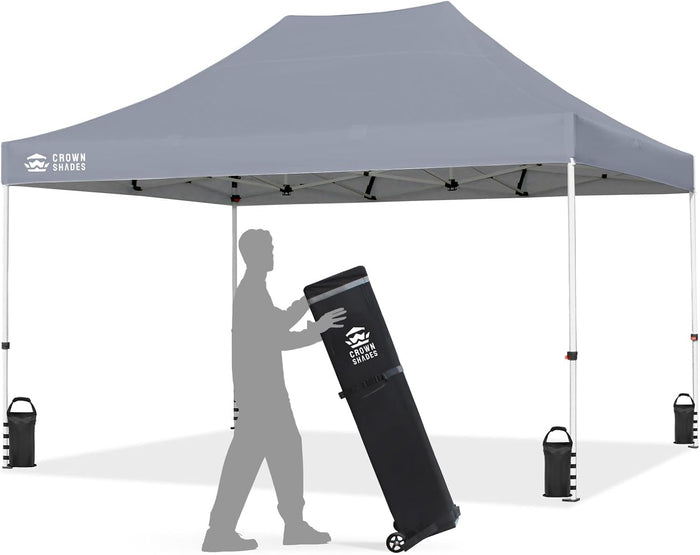 CROWN SHADES 10x15 Commercial Pop Up Canopy Tent, Outdoor Canopy, Grey
