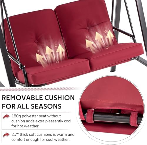 AECOJOY 2-Seat Outdoor Patio Swing Chair with Adjustable Canopy, Porch Swings...