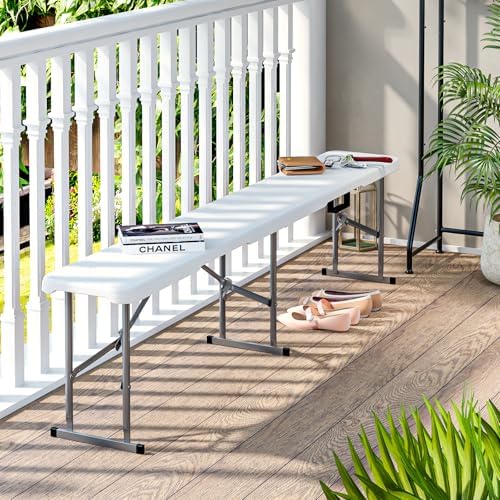 6ft Folding Bench 2 Pack for Picnic Party Camping, 650lbs Capacity