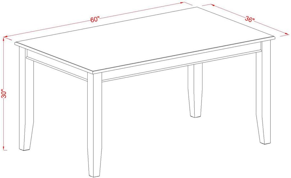 East West Furniture DUNO7-BLK-W 7 Piece Kitchen Table Set Consist of a Rectan...