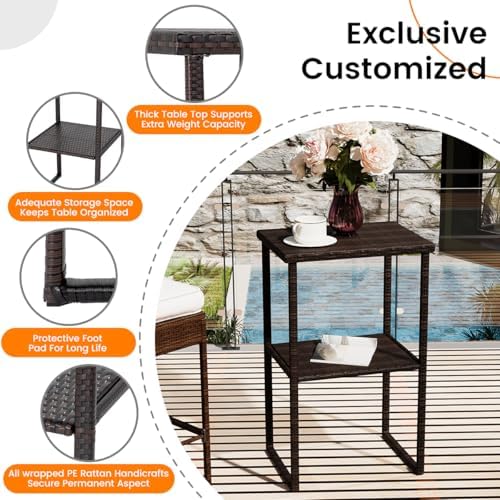 Sundale Outdoor Wicker Bar Table, 36” Height Patio High Top Dining Table