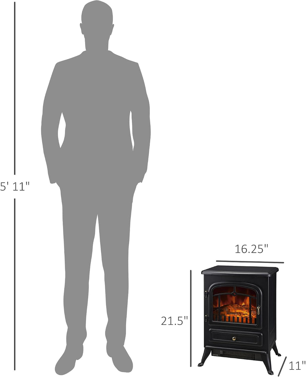 HOMCOM 22" Electric Fireplace Heater Stove 725W/1450W Black