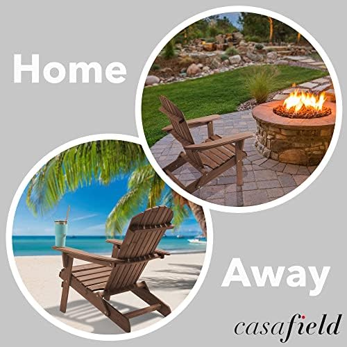 Casafield Folding Adirondack Chair, Cedar Wood Outdoor Fire Pit Lounge Chairs...